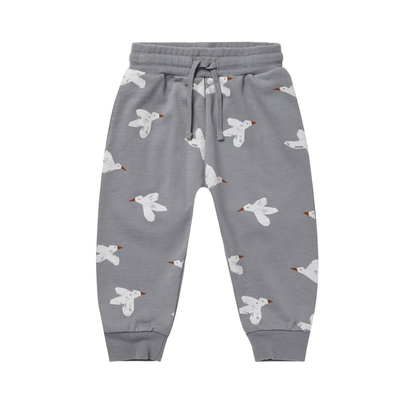 Rylee and Cru Jogger Pant - Birds - Dusty Blue