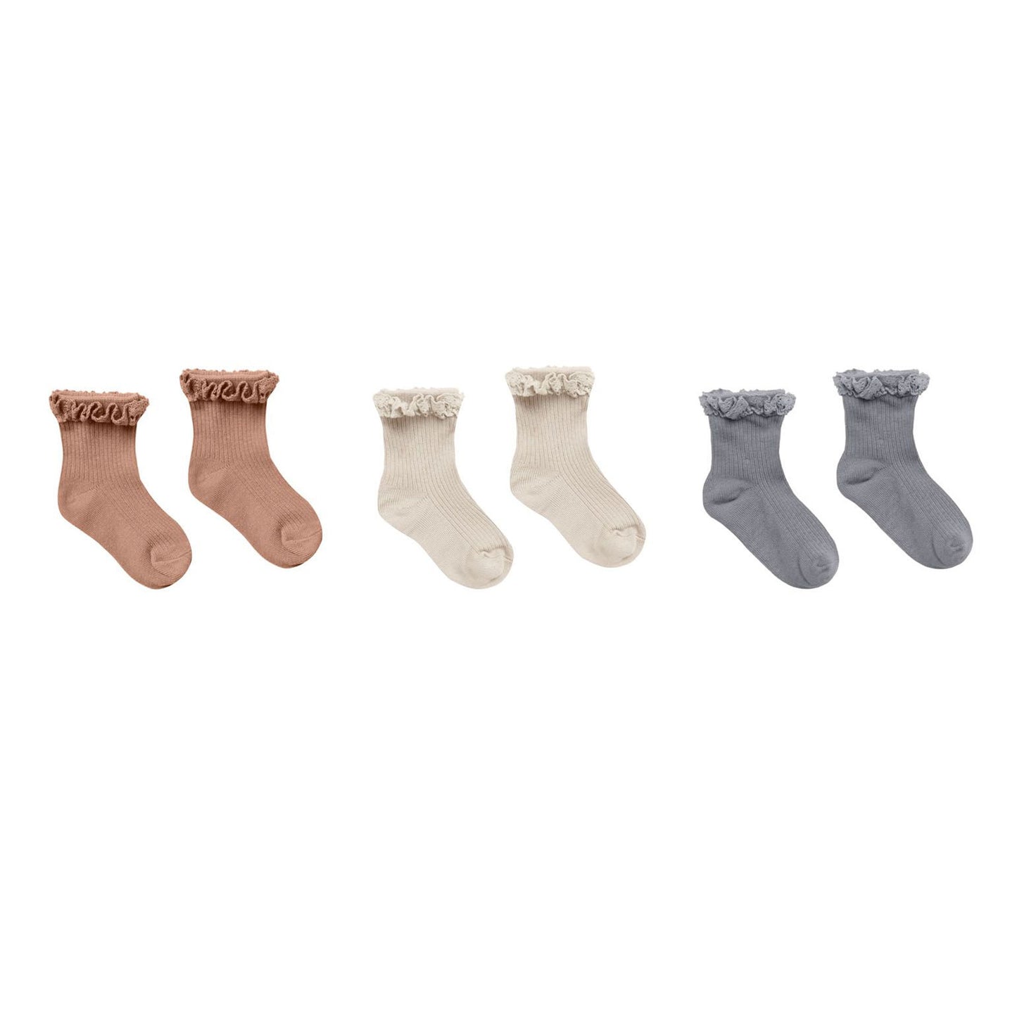 Rylee and Cru Lace Trim Socks - Spice / Natural / Dusty Blue