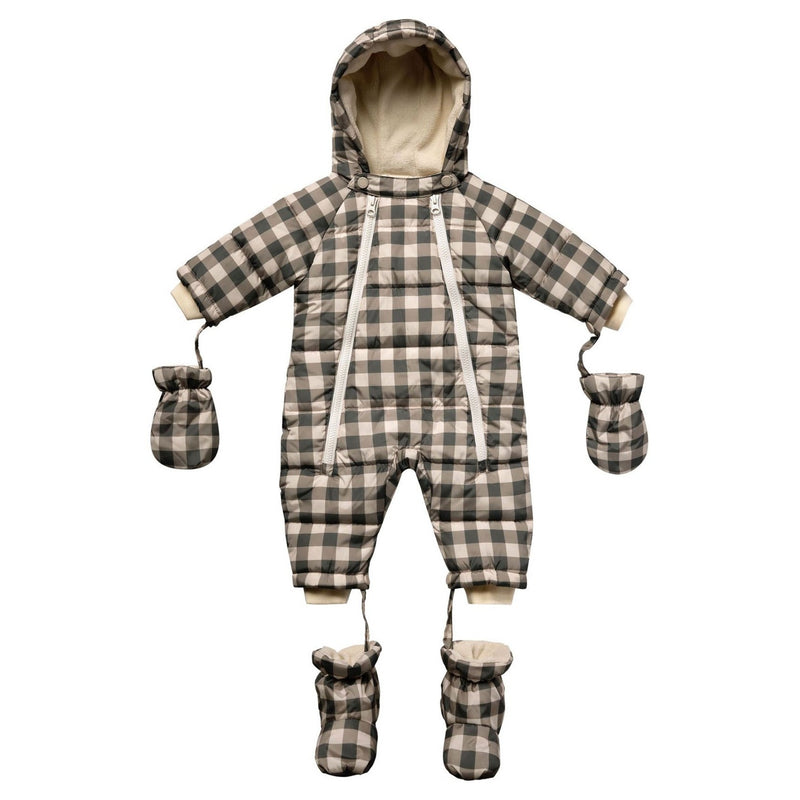 Rylee and Cru Snow Puffer Suit - Charcoal Check - Natural / Slate
