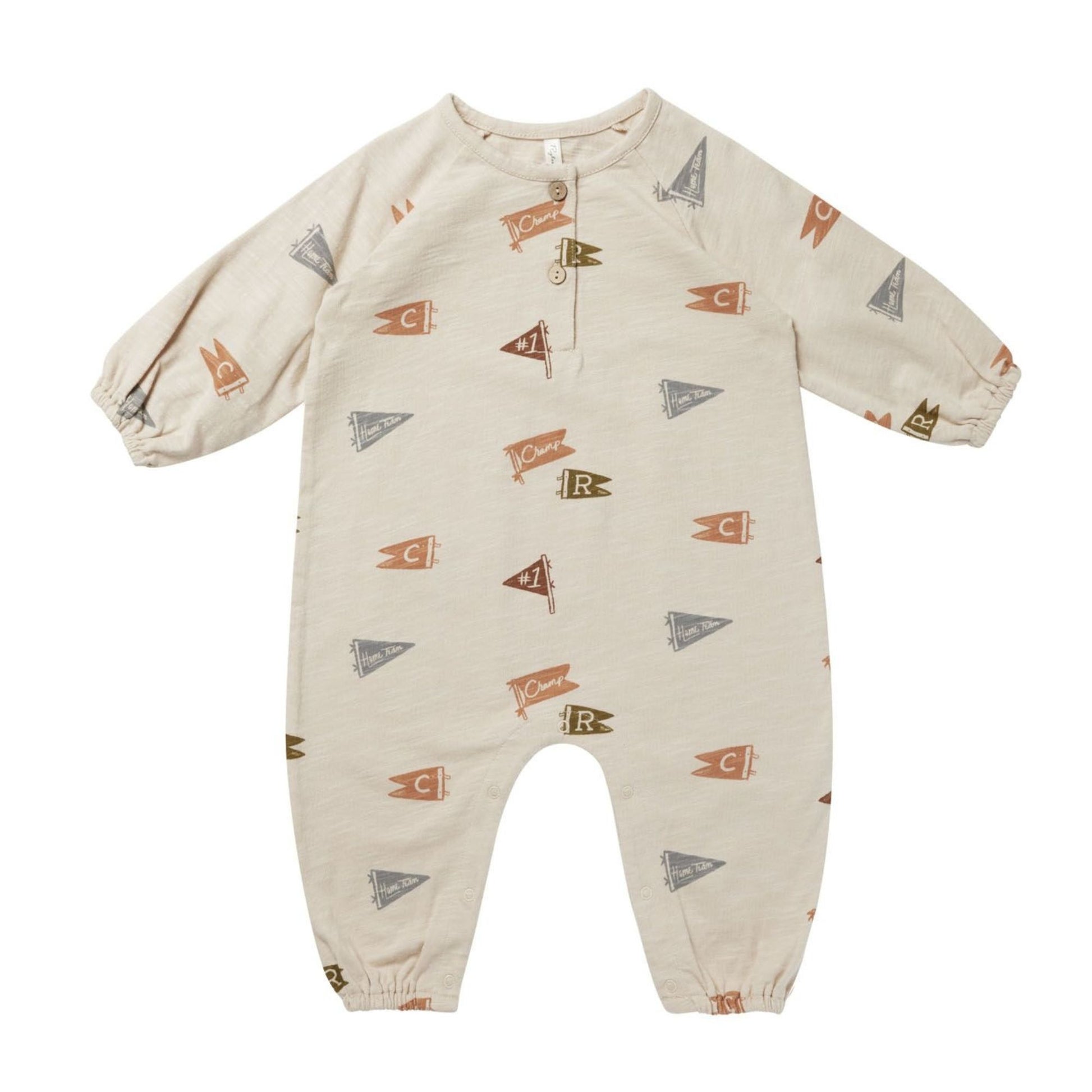 Rylee and Cru Henley Bubble Jumpsuit - Flags - Natural
