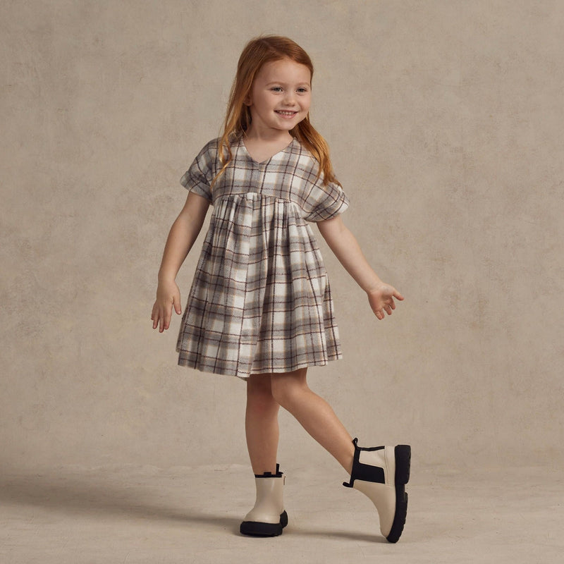 Girl wearing Rylee and Cru Maxwell Dress - French Blue Flannel