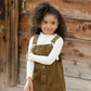 Little girl wearing Rylee and Cru Ribbed Long Sleeve Tee - Ivory