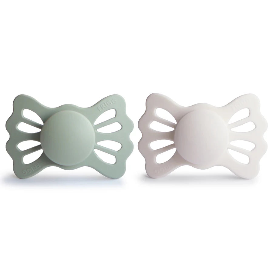 Mushie Frigg Lucky Symmetrical Silicone Pacifier 2-Pack - Sage / Silver Gray