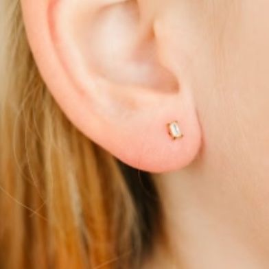 Pierced Co Tiny Baguette Studs