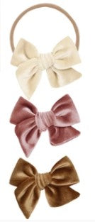 Lou Lou and Company Velvet Bow 3 Pack Small Headbands