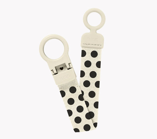 BIBS STUDIO Pacifier Clip Loop Polka - Ivory/Black