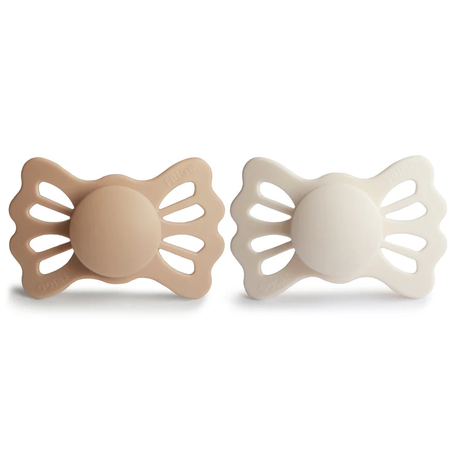 Mushie Frigg Lucky Symmetrical Silicone Pacifier 2-Pack - Silky Satin / Cream