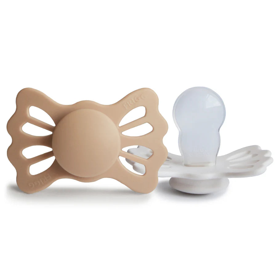Mushie Frigg Lucky Symmetrical Silicone Pacifier 2-Pack - Silky Satin / Cream