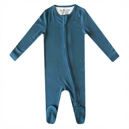 Copper Pearl Zip-up Footie - Steel