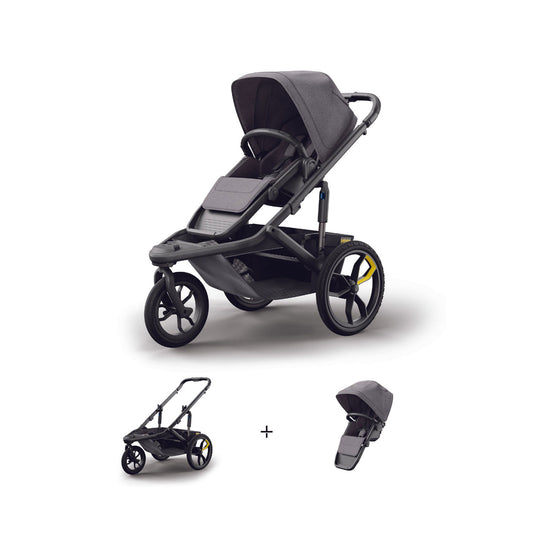 Veer Switch&Jog Luxe Bundle - &Jog Jogging Frame / Switchback Seat Luxe - Gray Granite