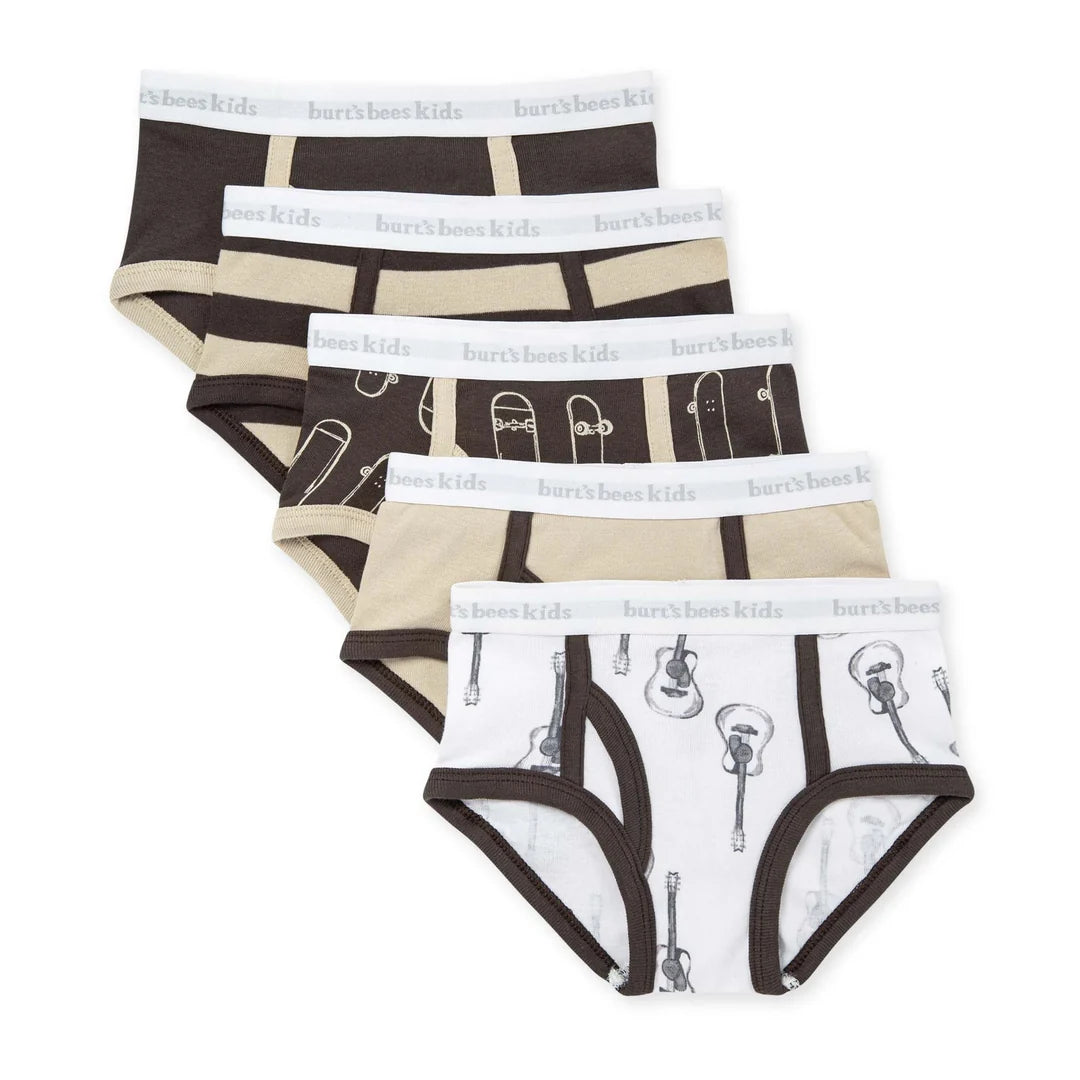 Burts Bees Boys Set of 5 Guitars & Skateboards Underwear