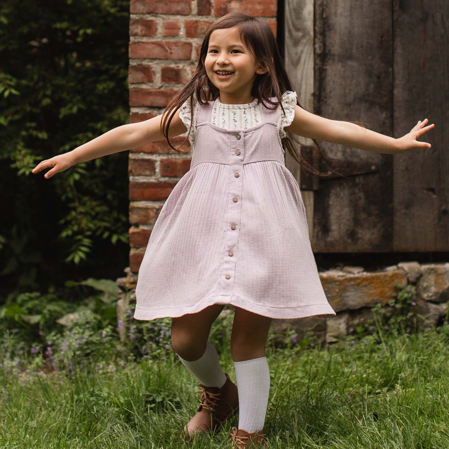 Burt's Bees Farmhouse Floral Toddler Tee and Dress Set - Purple Kale
