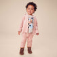 Little girl wearing Tea Collection Bunny Ears Velour Hoodie - Cameo Pink