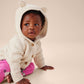Baby wearing Tea Collection Creature Comfort Cardigan - Birch