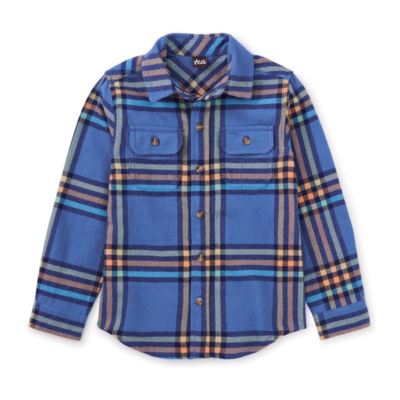 Tea Collection Flannel Button Up Shirt - Bleu Plaid