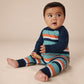 Baby wearing Tea Collection Striped Raglan Romper - Seaspray