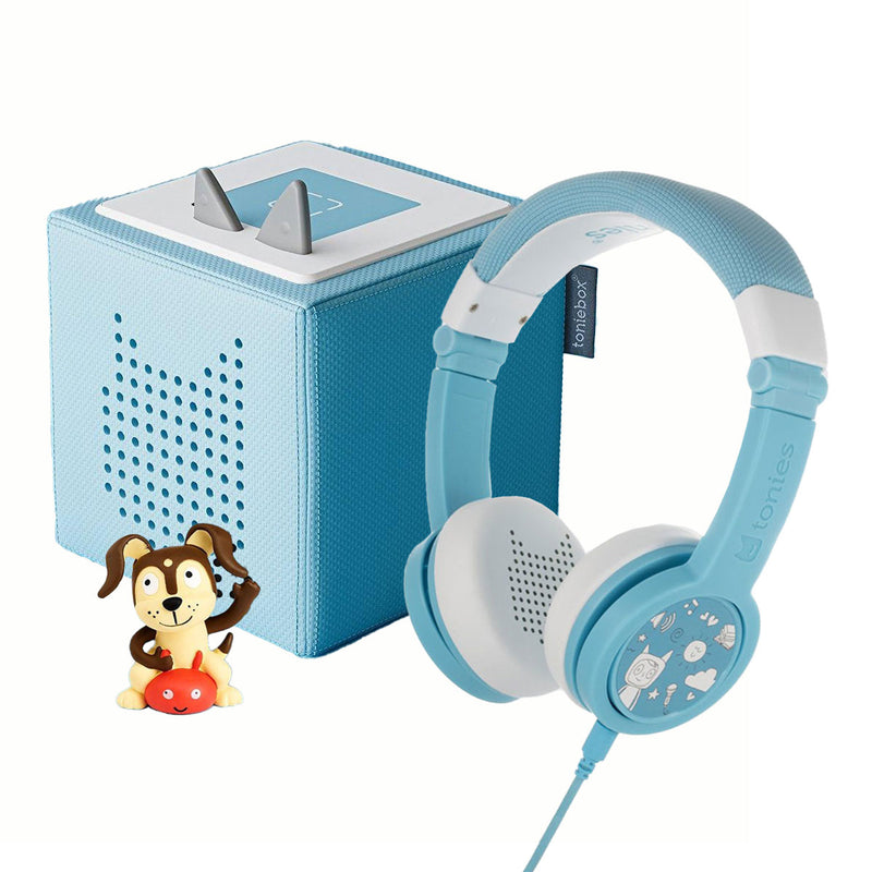Toniebox Starter Set with Headphones | The Baby Cubby Red / Grey (Playtime Puppy)