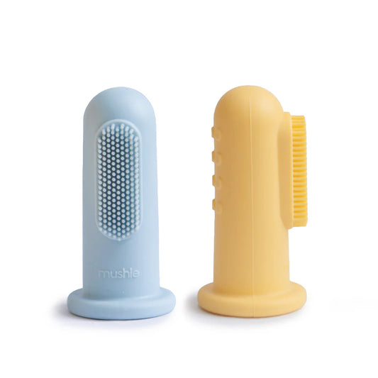 Mushie Finger Toothbrush - Powder Blue / Daffodil