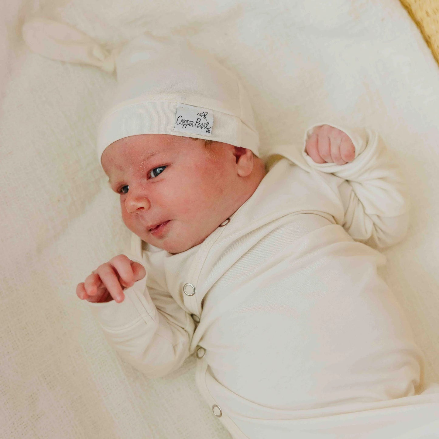 Copper Pearl Knit Top Hat  (0-4M) - Cru