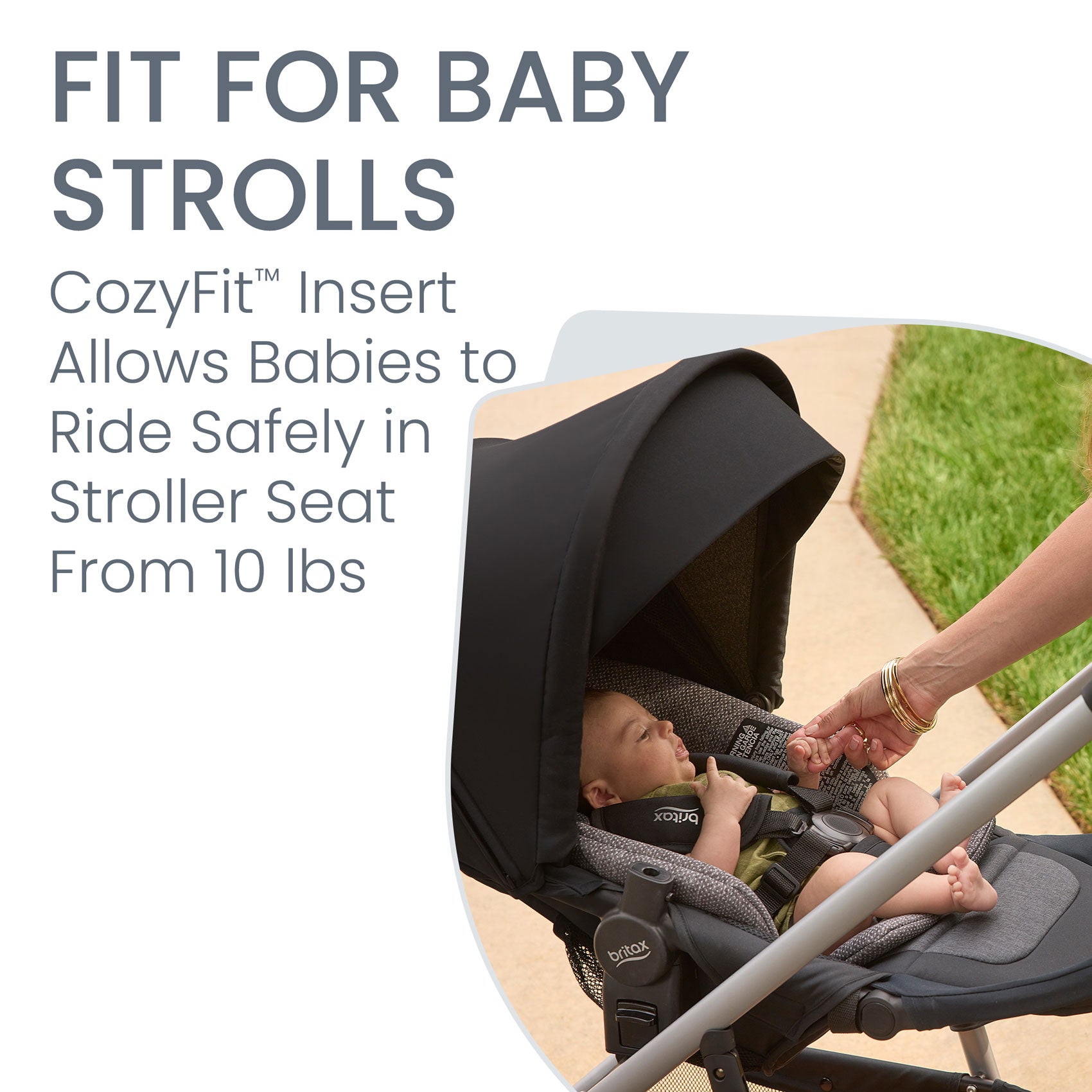 Baby rides in Britax Grove Modular Stroller - Pindot Onyx