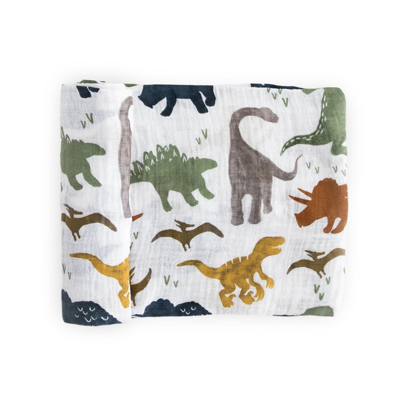 Little Unicorn Cotton Muslin Swaddle Blanket - Dino Friends