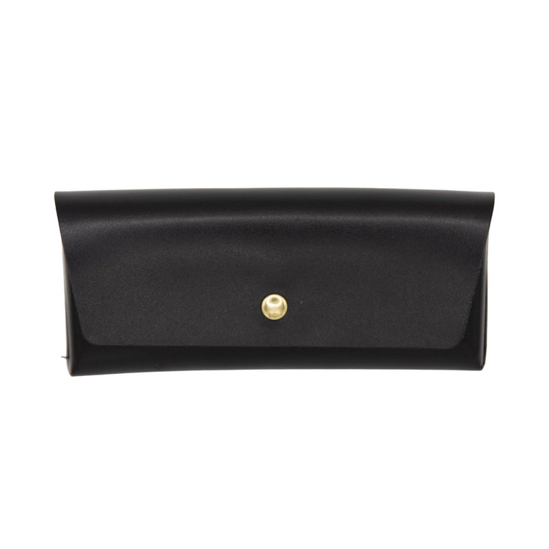 Baby Cubby Faux Leather Sunglasses Case - Black with Gold Button