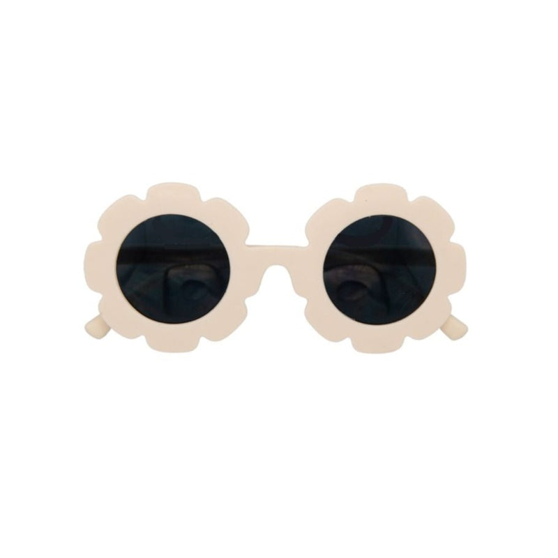 The Baby Cubby Kids' Flower Sunglasses - Ivory with Grey Lenses