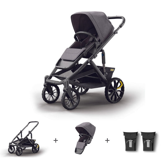 Veer Switch&Roll Luxe with Infant Car Seat Adapter Bundle - &Roll Stroller Frame / Switchback Seat Luxe - Gray Granite / Adapter  - Britax