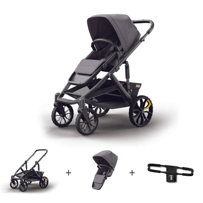 Veer Switch&Roll Luxe with Infant Car Seat Adapter Bundle - &Roll Stroller Frame / Switchback Seat Luxe - Gray Granite / Adapter  - Chicco