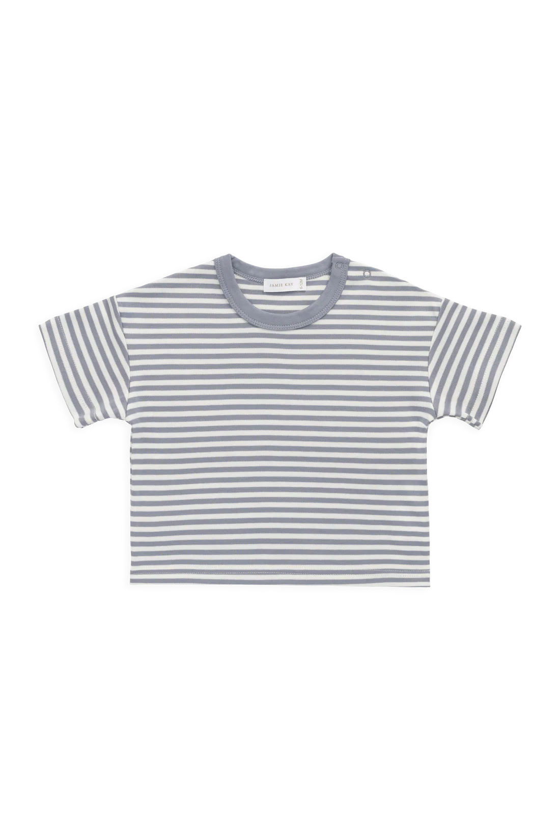 Jamie Kay Pima Cotton Wesley Tee - Narrow Stripe Dawn/Cloud