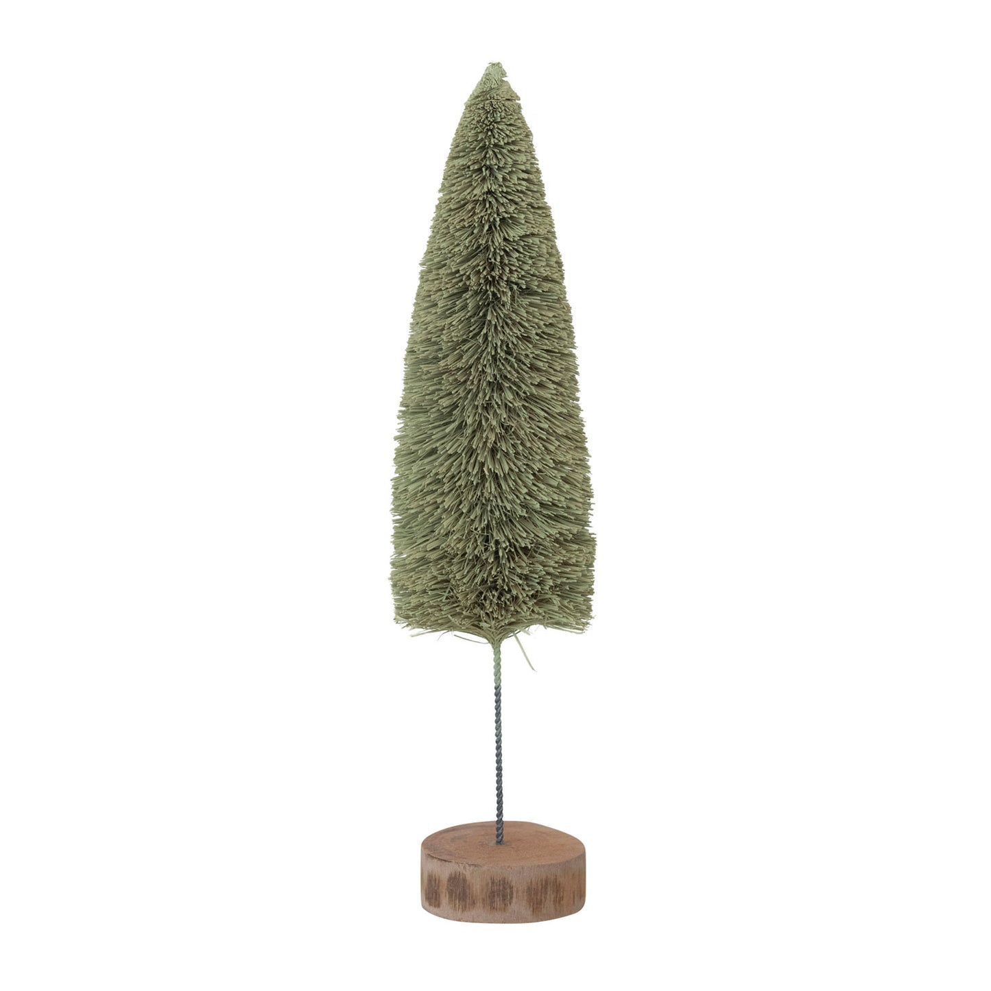 Creative Co-op Sisal Bottle Brush Tree with Wood Base - 2.5" x 10" - Pistachio Green