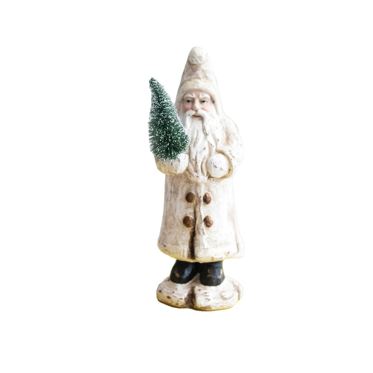 Paper Mache Santa with Bottle Brush Tree - COOP - FINAL SALE