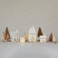 Creative Co-op Stoneware Village with LED Lights - White with Gold Electroplating