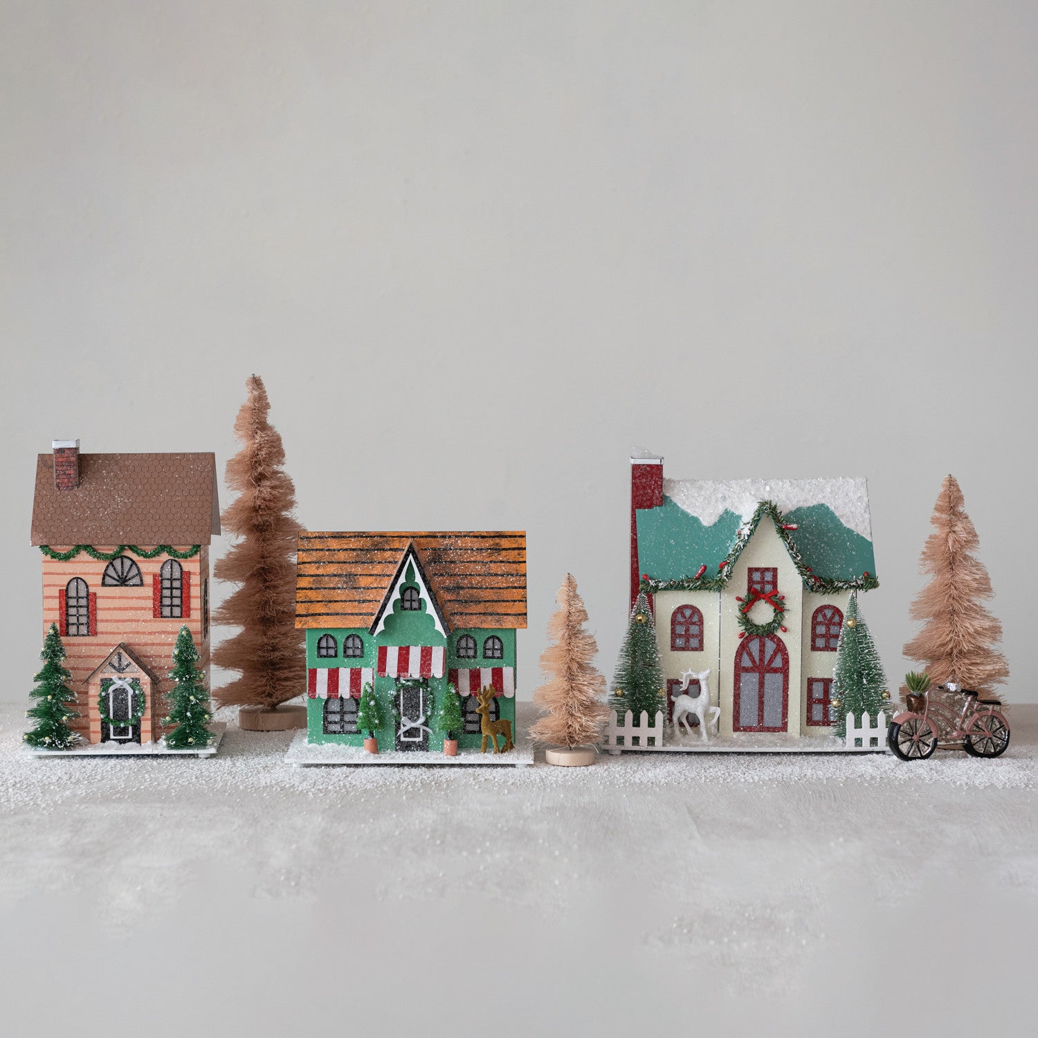 Creative Co-op Paper Glitter House with LED Light
