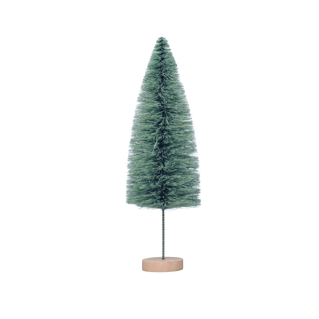 Creative Co-op Sisal Bottle Brush Tree with Wood Base - 3.5" x 11" - Mint Blue