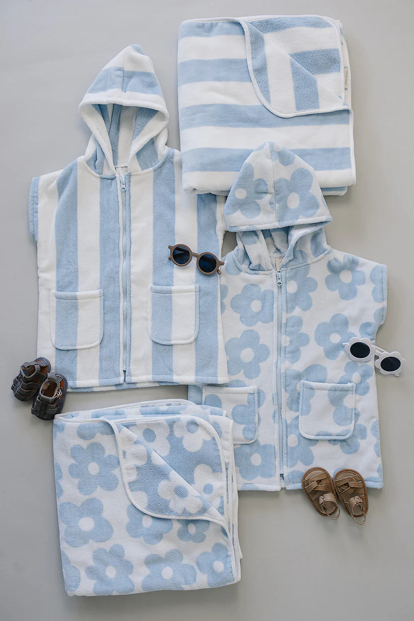 Mebie Baby Hooded Beach Towel - Seaside Stripe
