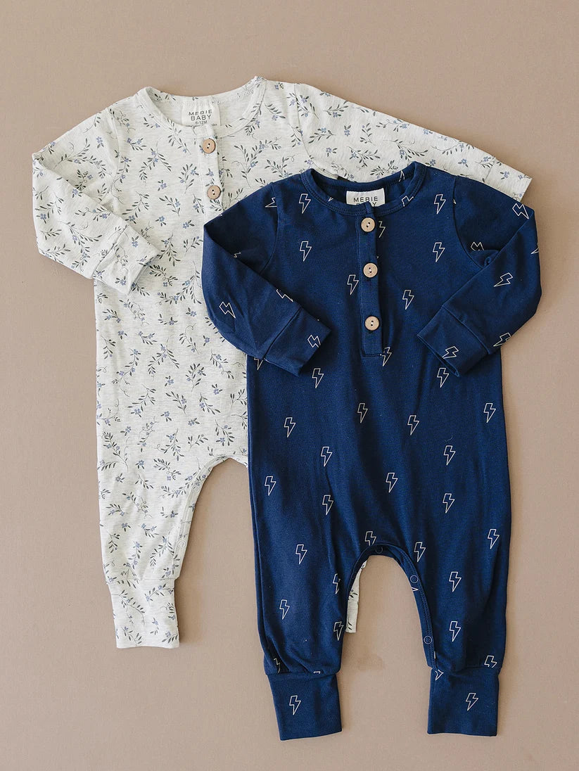 Mebie Baby Lightening Bolt Button Romper