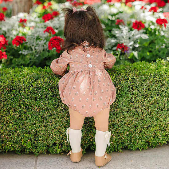 Mebie Baby Vintage Pink Floral Bubble Romper