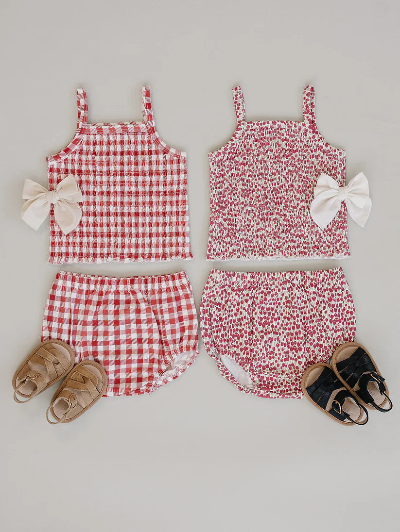 Mebie Baby Ruched Ginghan Bloomer Set