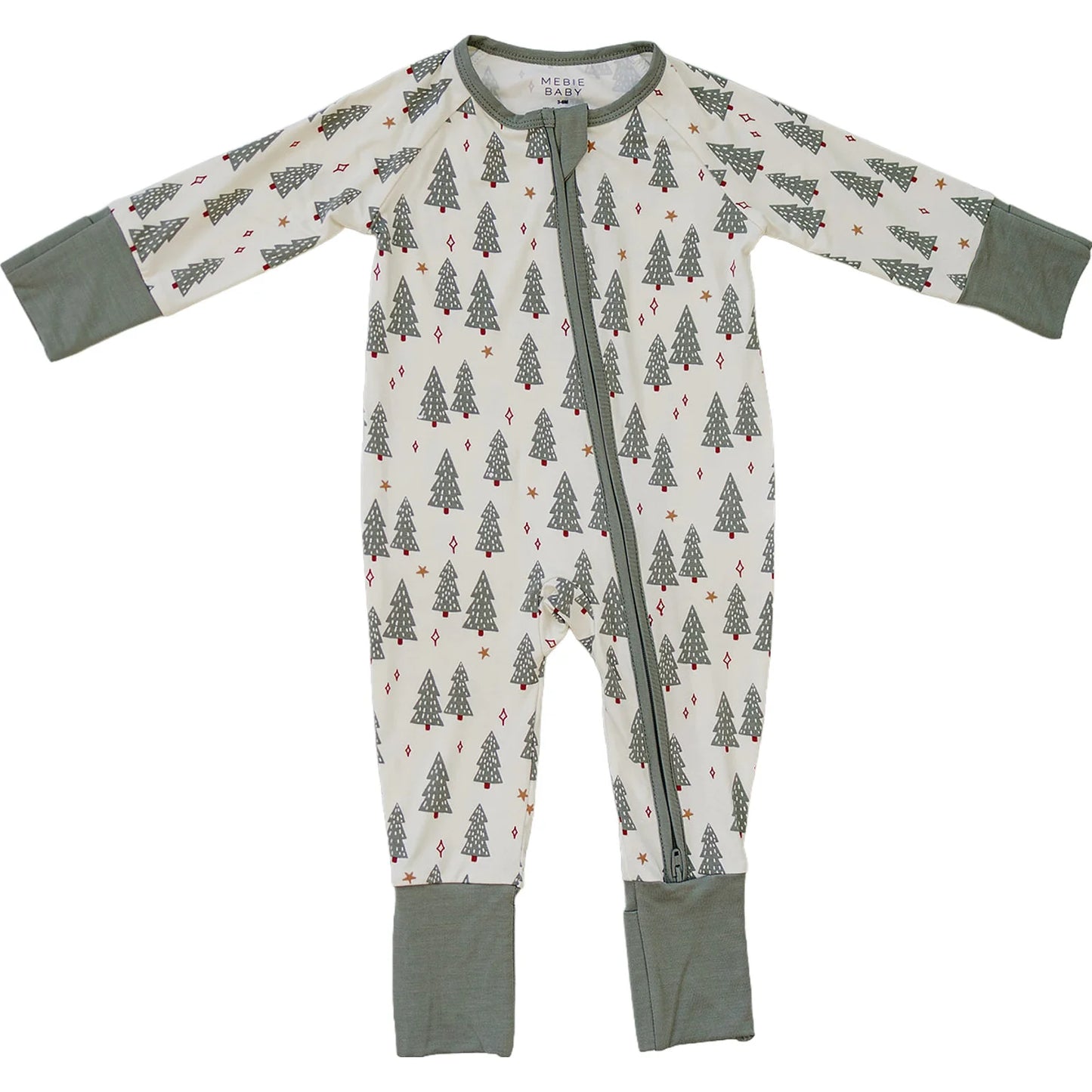Mebie Baby Bamboo Zipper Footie - Christmas Tree