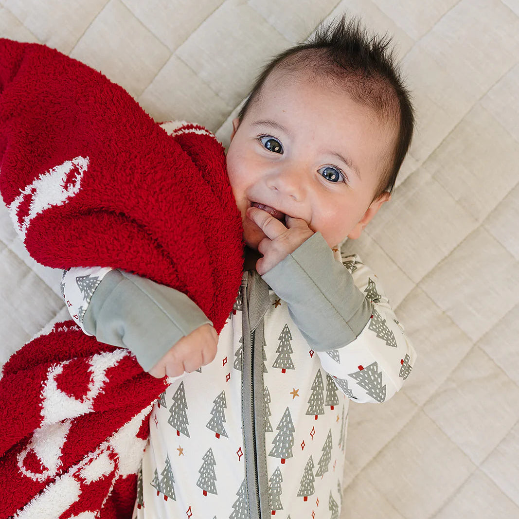 Mebie Baby Bamboo Zipper Footie - Christmas Tree
