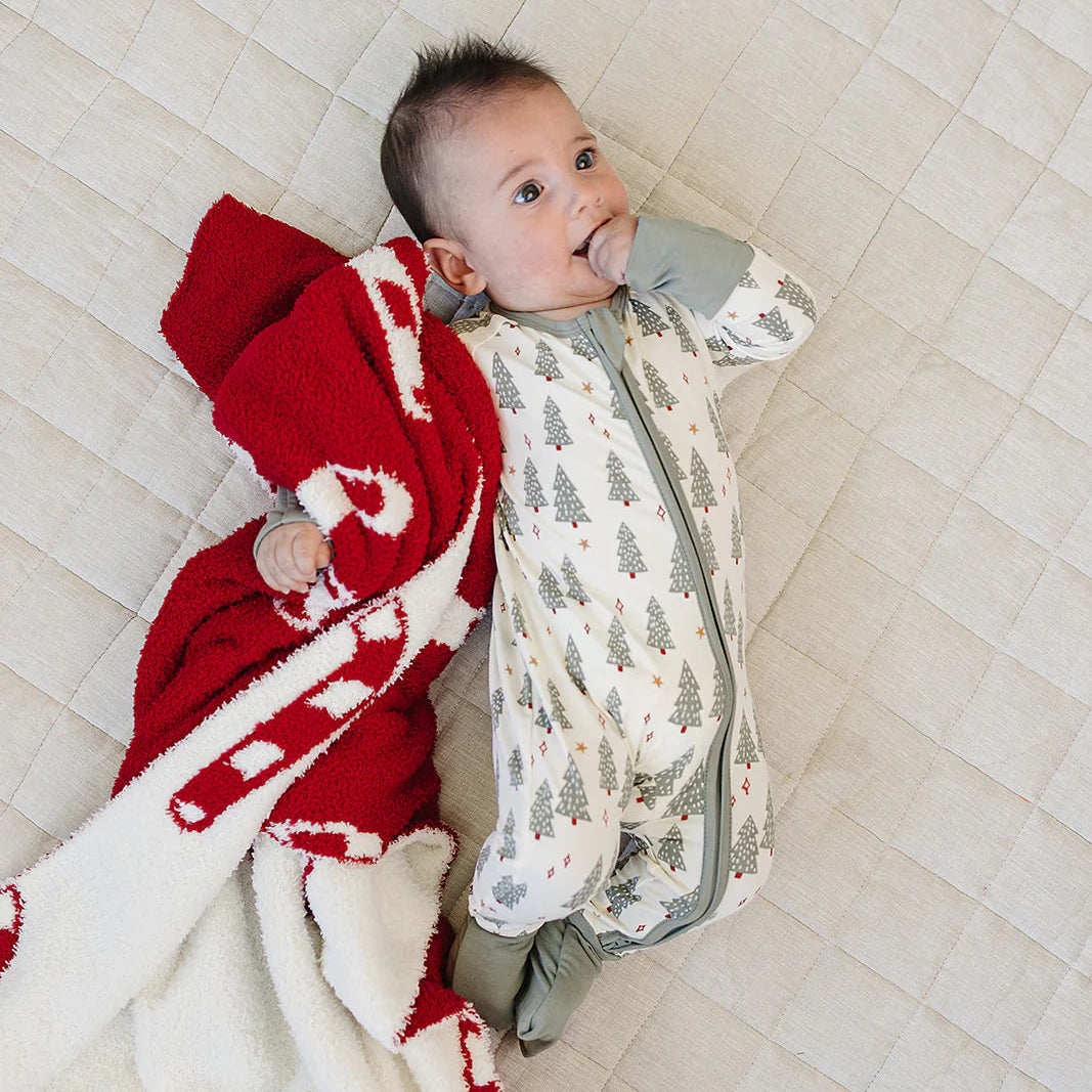 Mebie Baby Bamboo Zipper Footie - Christmas Tree