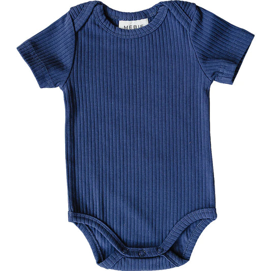 Mebie Baby Ribbed Bodysuit - Navy
