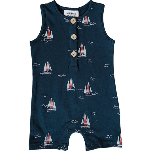 Mebie Baby Short Romper - Sailboat