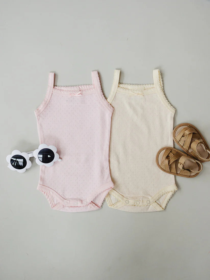 Mebie Baby Yellow Pointelle Tank Bodysuit
