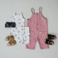 Mebie Baby Stripe Overalls - Red