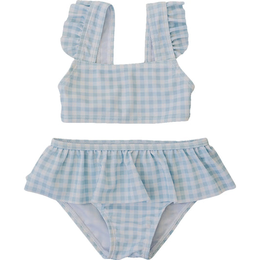 Mebie Baby Ruffle Bikini Set - Light Blue Gingham