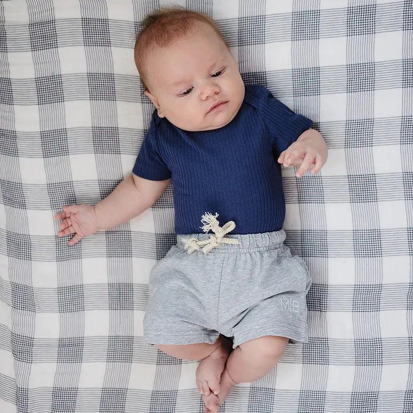 Mebie Baby Ribbed Bodysuit - Navy