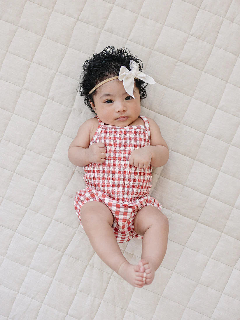 Mebie Baby Ruched Ginghan Bloomer Set