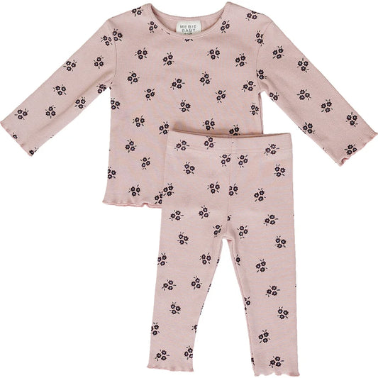 Mebie Baby Pink Petals Cotton Set